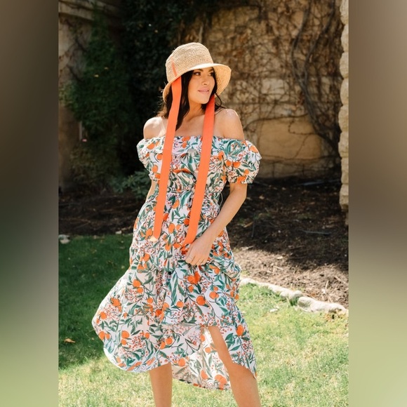 Rachel Parcell Dresses & Skirts - Rachel Parcell Orange Blossom midi dress off the shoulder excellent Size 16